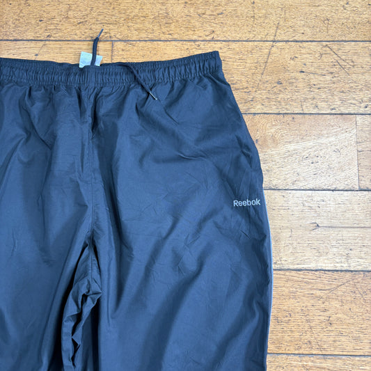 Vintage Reebok Black Baggy Tracksuit Sweatpants Track Pants Bottoms - L