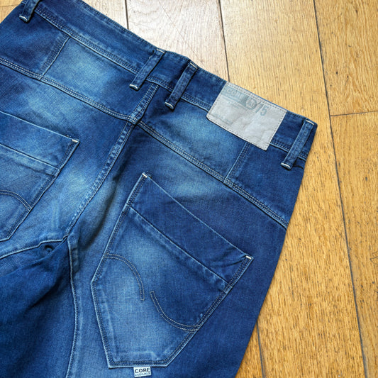 Vintage Embroidered Hip Hop Blue Shorts Jorts - 34