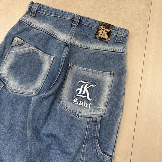 Vintage Karl Kani Blue Embroidered Hip Hop Baggy Jeans - 32