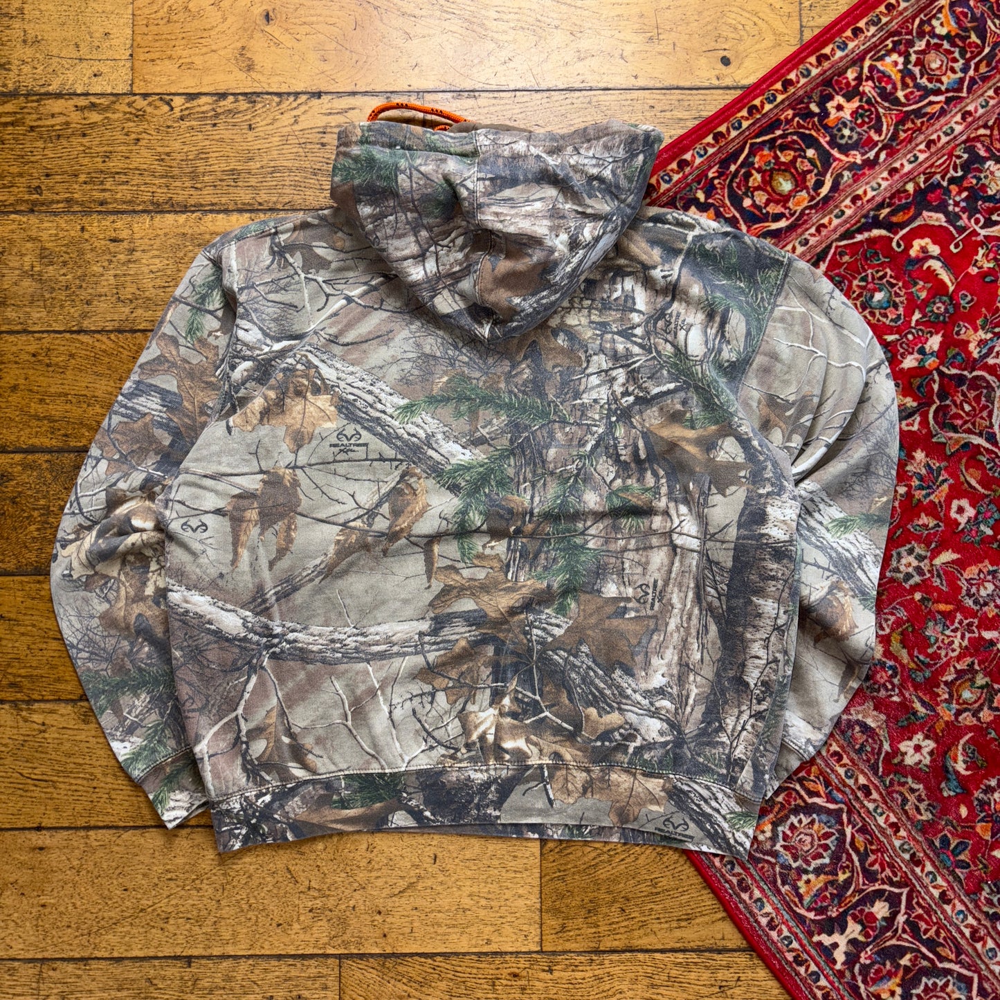 Vintage Realtree Camo Green Brown Embroidered Hoodie Sweatshirt - 2XL