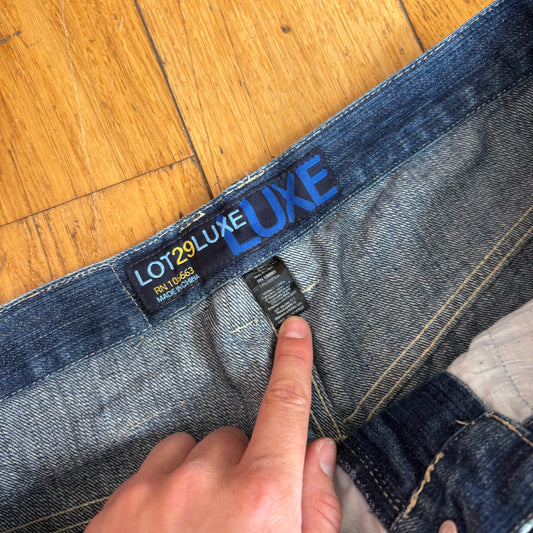 Vintage Lot 29 Embroidered Tazmanian Devil Blue Hip Hop Baggy Jeans - 34