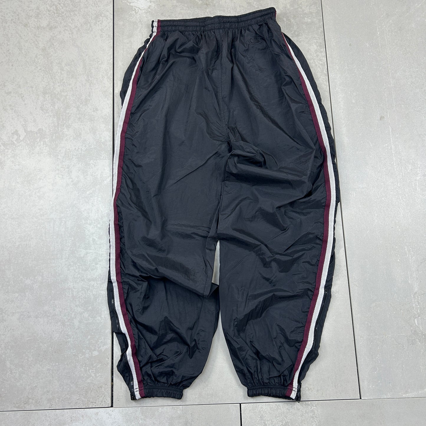 Vintage Champion Black Baggy Tracksuit Sweatpants Track Pants Bottoms - S