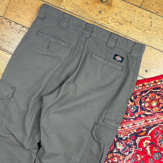 Vintage Dickies 874 Khaki Brown Cargo Baggy Skate Trousers - 36