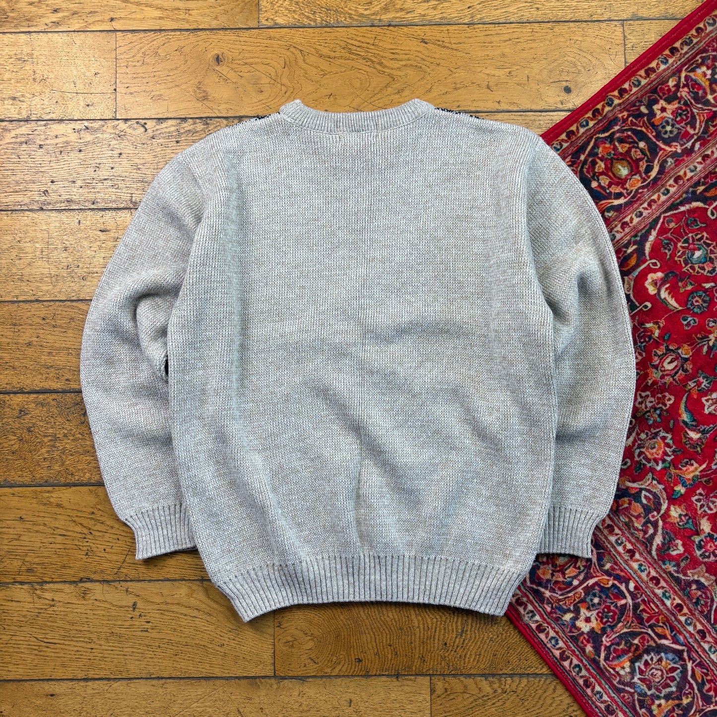 Vintage Grey Pattern Italian Knit Jumper - M