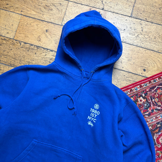Vintage Stussy Crew Blue Hoodie Sweatshirt - XL