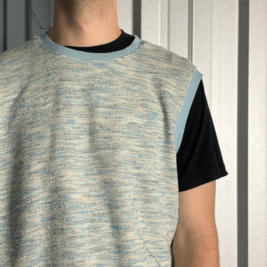 Stussy Marled Knit Blue Sweater Vest - M