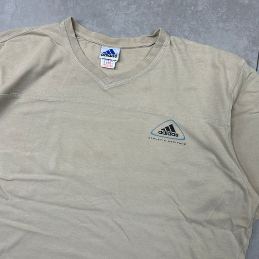 Vintage 90s Adidas Cream Graphic T-Shirt - XL