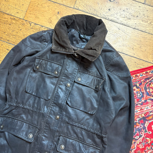 Vintage Fat Face Brown Barbour Style Wax Jacket - XS