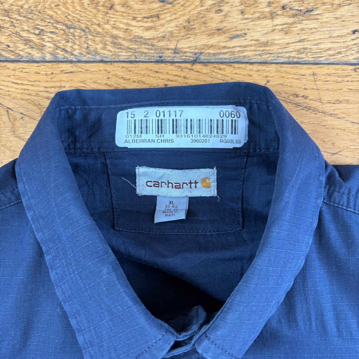 Vintage Carhartt Short Sleeve Workwear Navy Shirt - XL