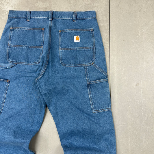 New Carhartt Double Knee Carpenter Baggy Blue Jeans - 34