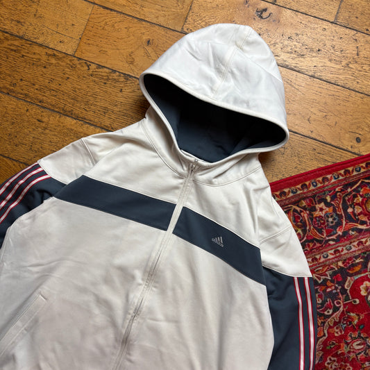 Vintage Adidas White Hoodie Sweatshirt - L