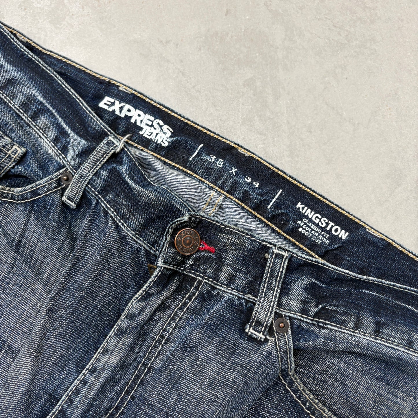 Vintage Embroidered Hip Hop Blue Baggy Jeans - 38