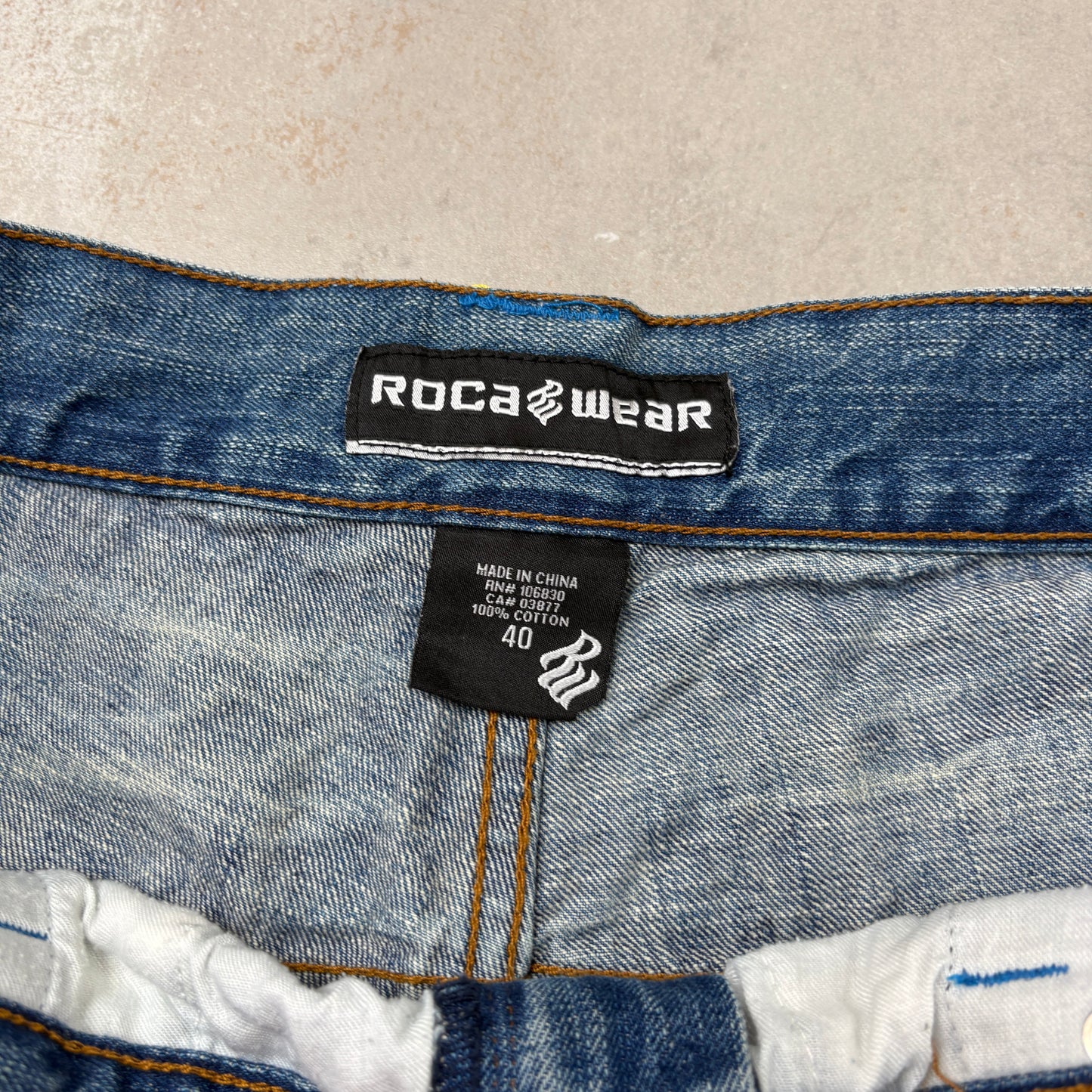 Vintage Rocawear Embroidered Hip Hop Baggy Blue Shorts Jorts - 42