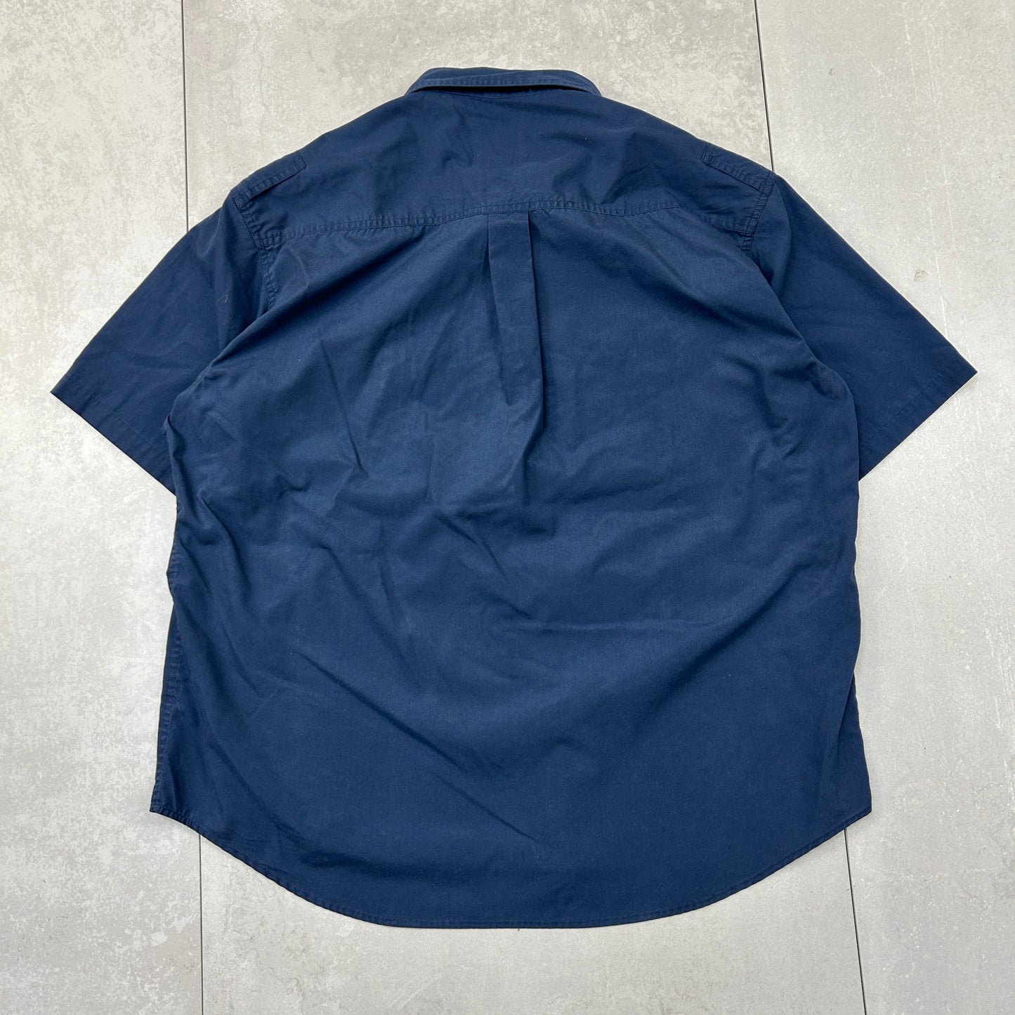 Vintage Woolrich Navy Short Sleeve Workwear Shirt - XL