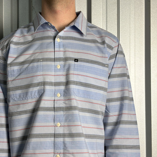 Quiksilver Blue Stripe Surfwear Shirt - L