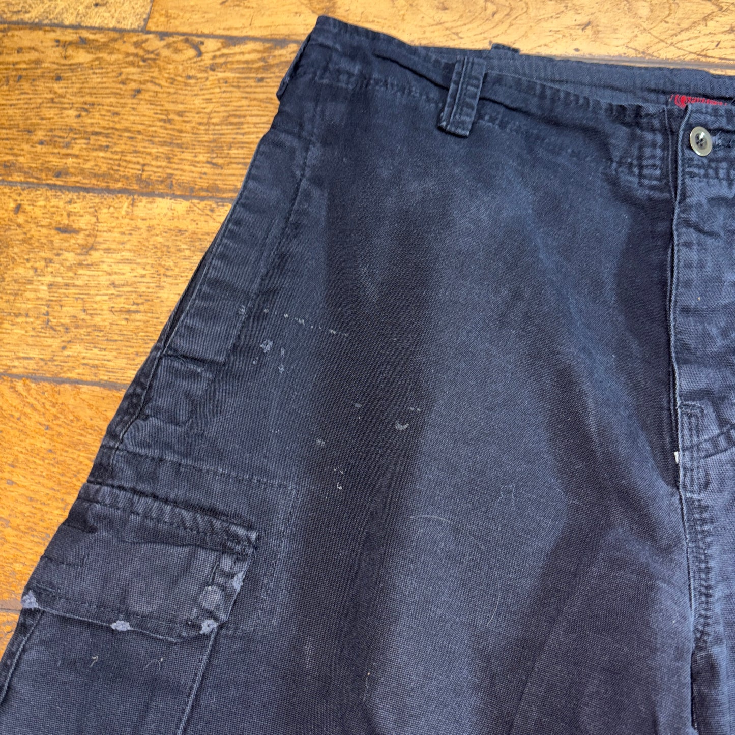 Vintage Black Grunge Punk Y2K Black Cargo Baggy Jeans Shorts Jorts - 36