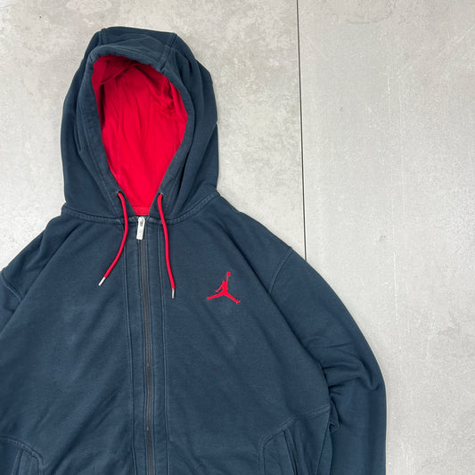 Vintage 00s Nike Jordan Embroidered Black Hoodie Sweatshirt - XL