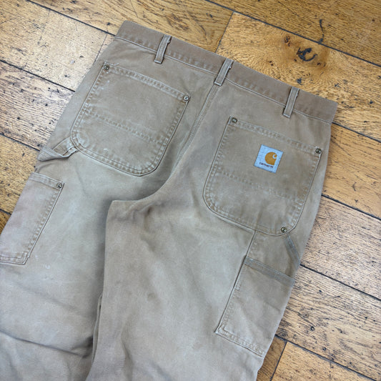 Vintage Carhartt Brown Double Knee Workwear Carpenter Baggy Trousers - 32