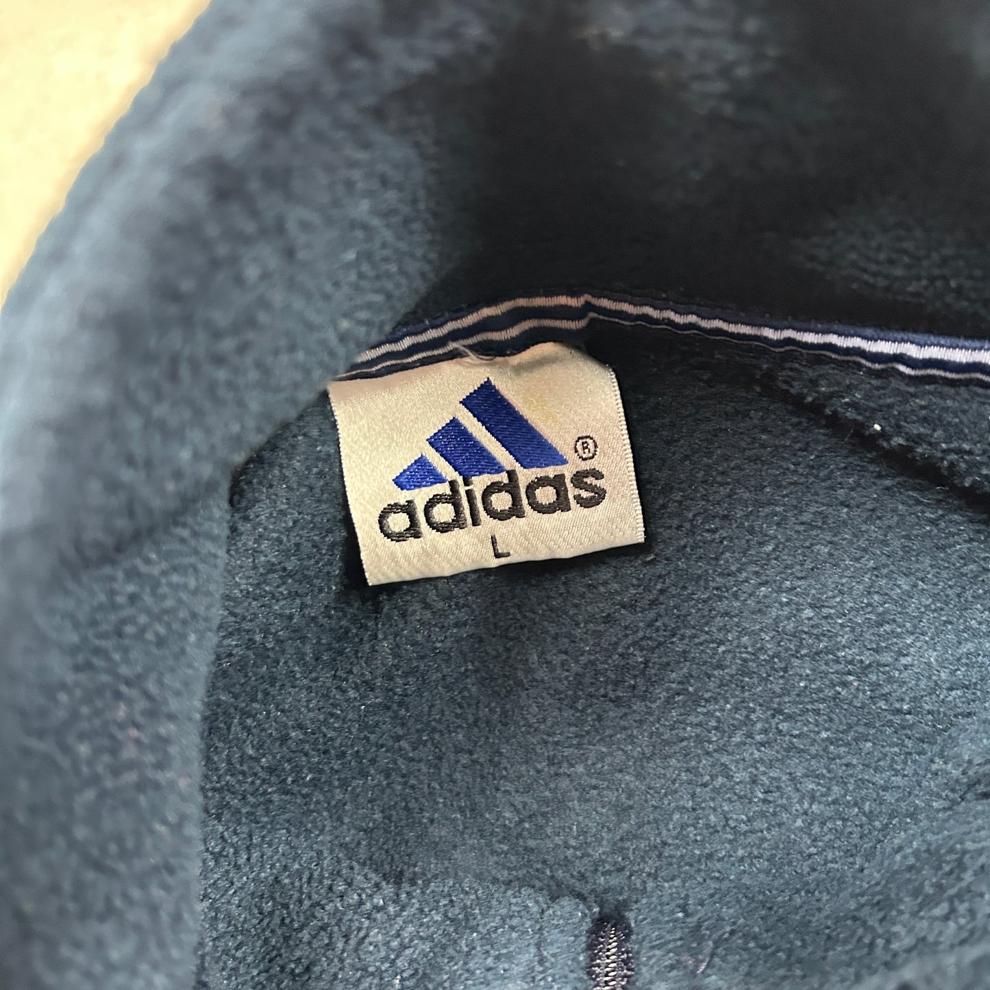 Vintage 90s Adidas Embroidered Fleece Navy Sweatshirt - L