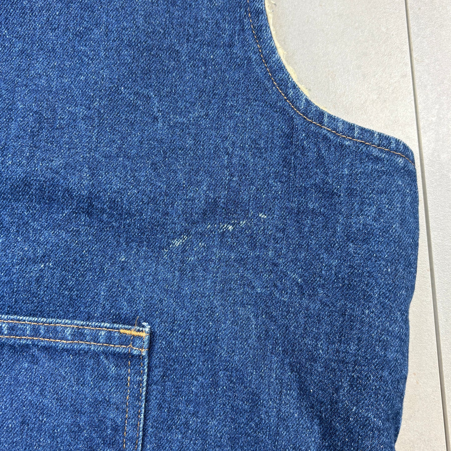 Vintage Carhartt Blue Denim Workwear Gilet Vest Lined Jacket - M