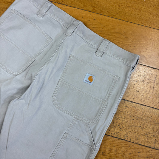 Vintage Carhartt Workwear Cream Baggy Carpenter Shorts - 36