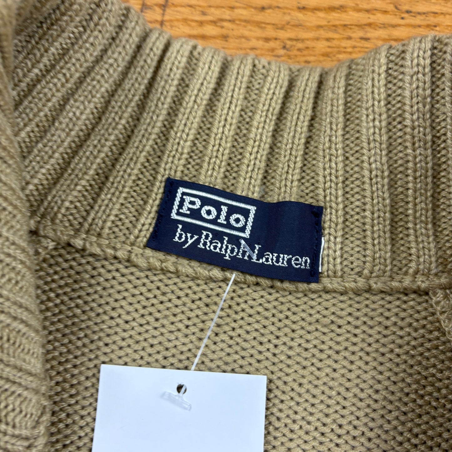 Vintage Ralph Lauren Brown Chunky Knit Zip Jumper - S