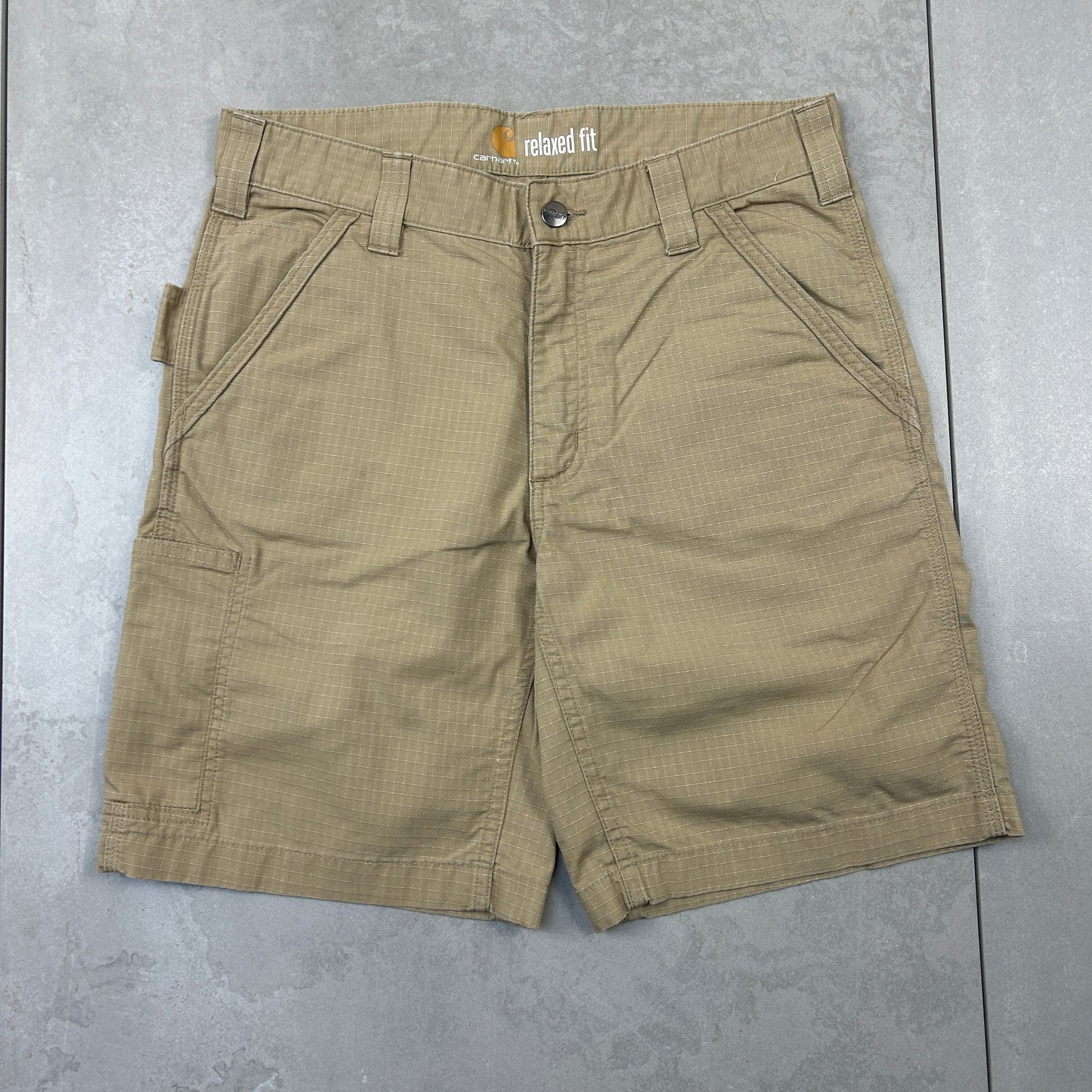 Vintage Carhartt Workwear Baggy Brown Cream Carpenter Shorts - 31