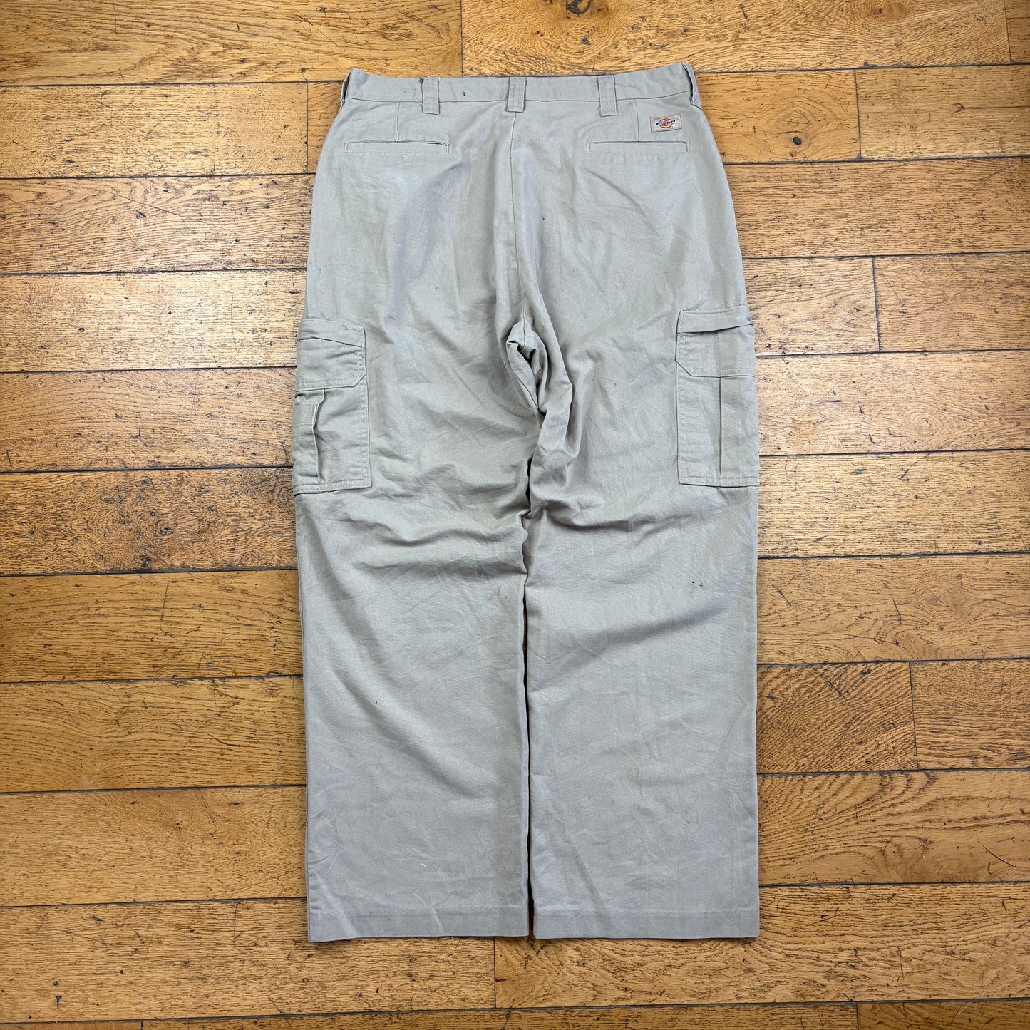 Vintage Dickies 874 Cream Cargo Baggy Skate Trousers - 34