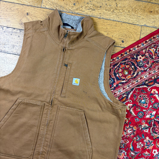 Vintage Carhartt Brown Gilet Vest Workwear Jacket - L