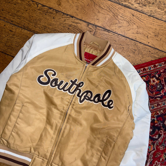 Vintage Southpole Y2K Brown Varsity Embroidered Hip Hop Baseball Jacket - S