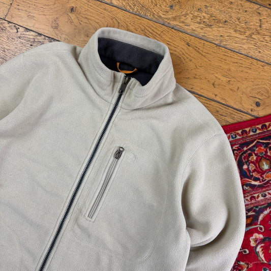 Vintage 90s Timberland Cream Embroidered Zip Fleece Sweatshirt - M