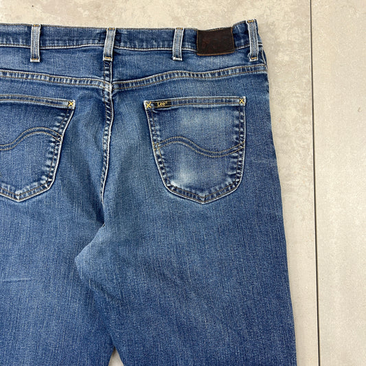 Vintage Lee Straight Blue Denim Jeans - 38