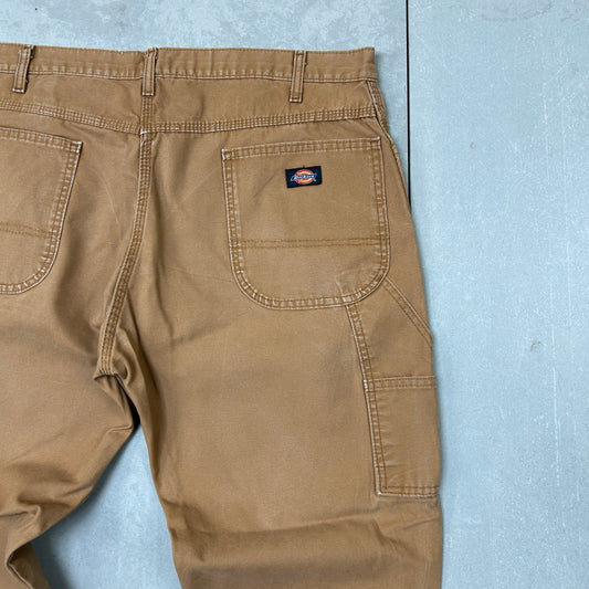 Vintage Dickies Workwear Carpenter Baggy Brown Trousers - 38