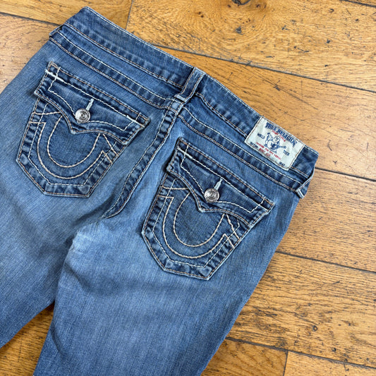 Vintage True Religion Blue Embroidered Y2K Shorts Jorts - 32