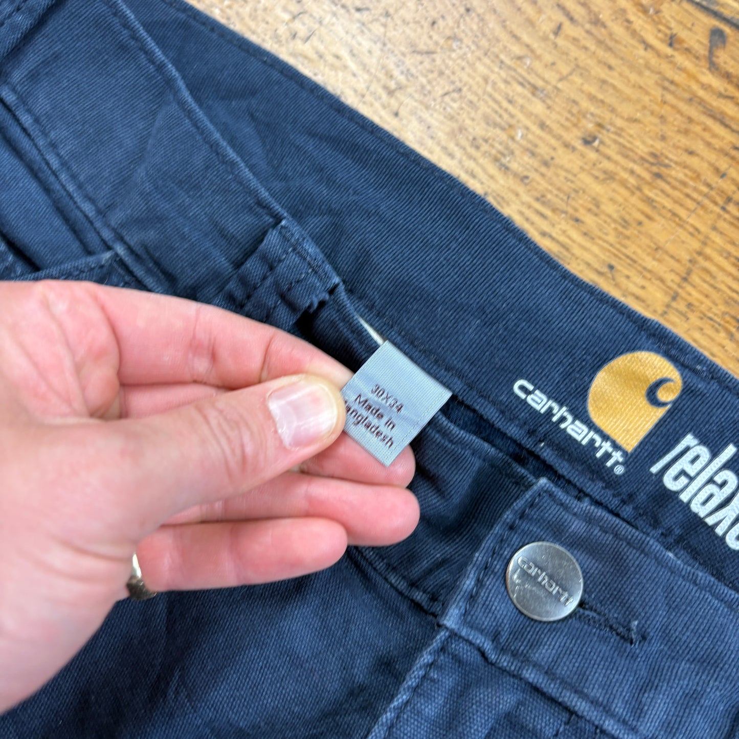 Vintage Carhartt Navy Cargo Workwear Carpenter Trousers - 32