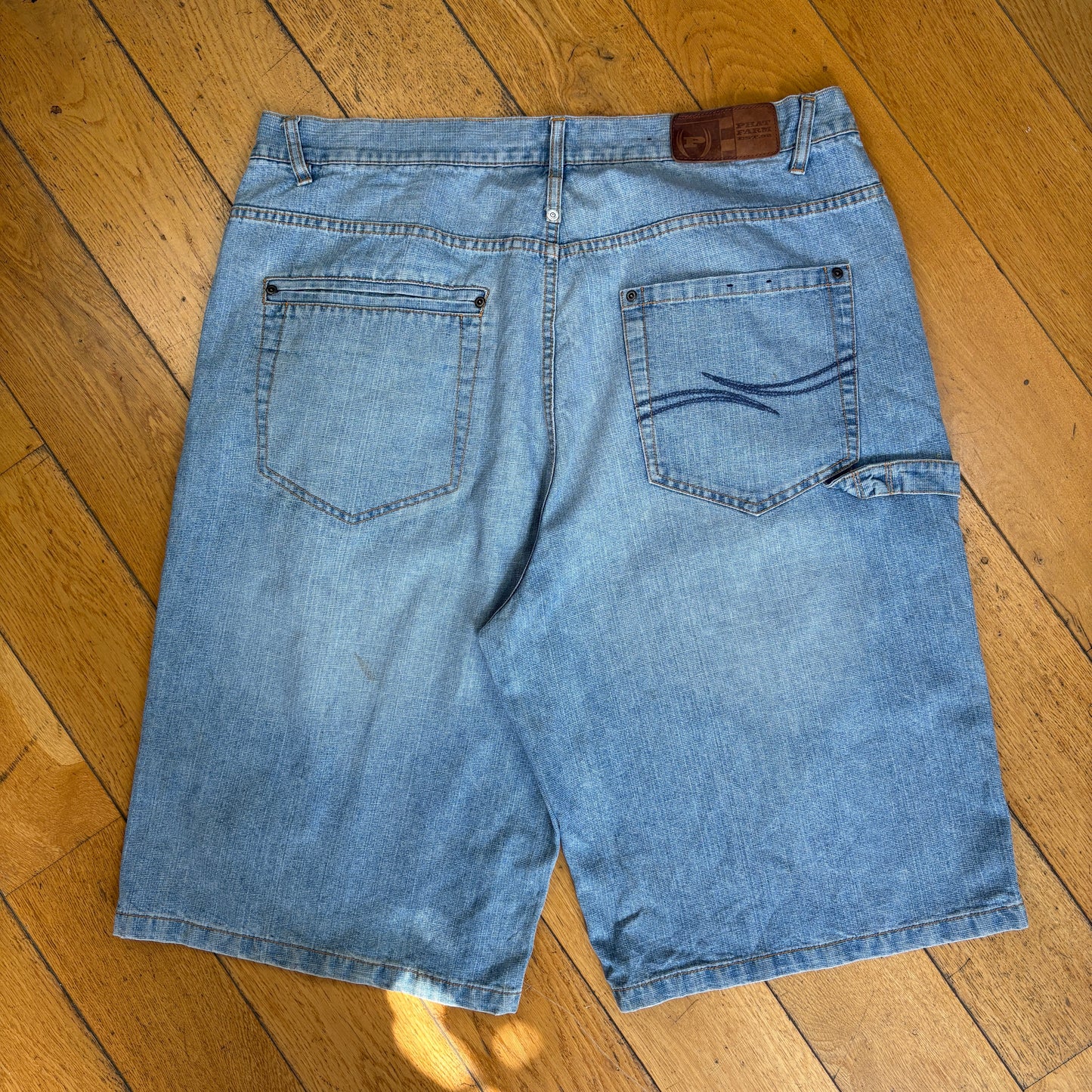 Vintage Phat Farm Embroidered Hip Hop Blue Baggy Shorts Jorts - 40