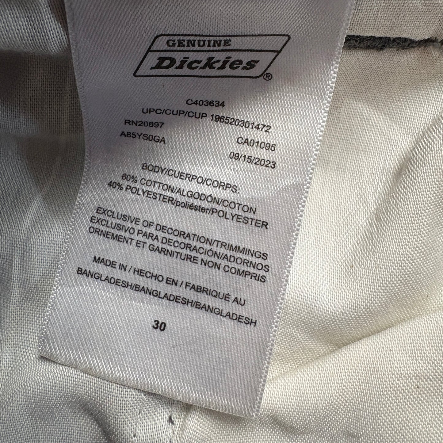 Vintage Dickies Workwear Carpenter Grey Baggy Shorts - 30