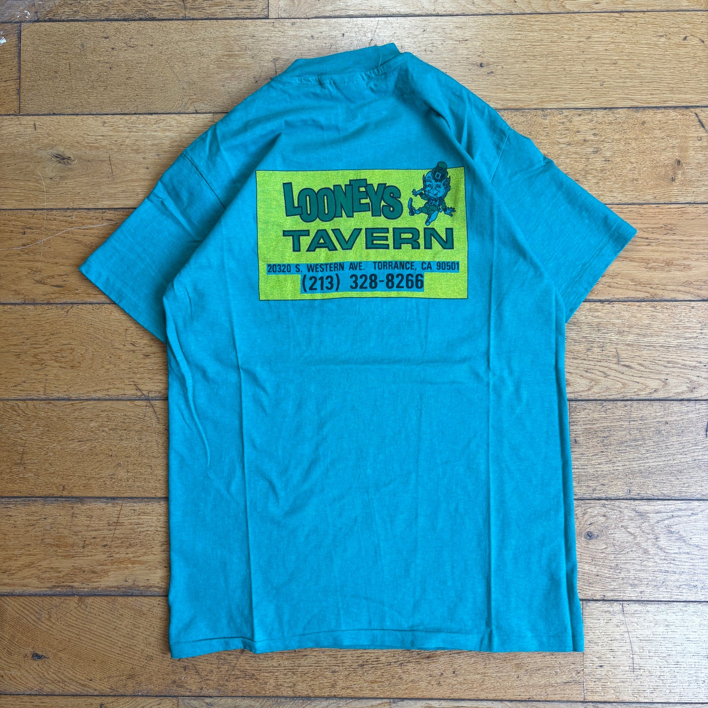 Vintage 90s Beer Single Stitch Greeny Blue Graphic T-Shirt - S