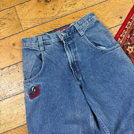 Vintage 90s JNCO Skunk Blue Embroidered Y2K Hip Hop Baggy Jeans - 26