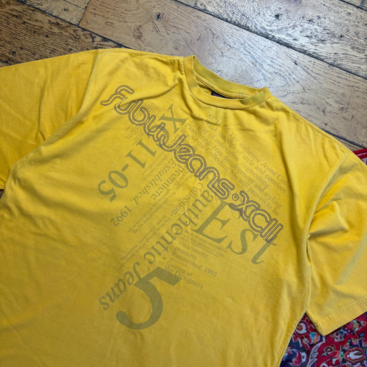 Vintage Fubu Yellow Hip Hop Graphic T-Shirt - XL