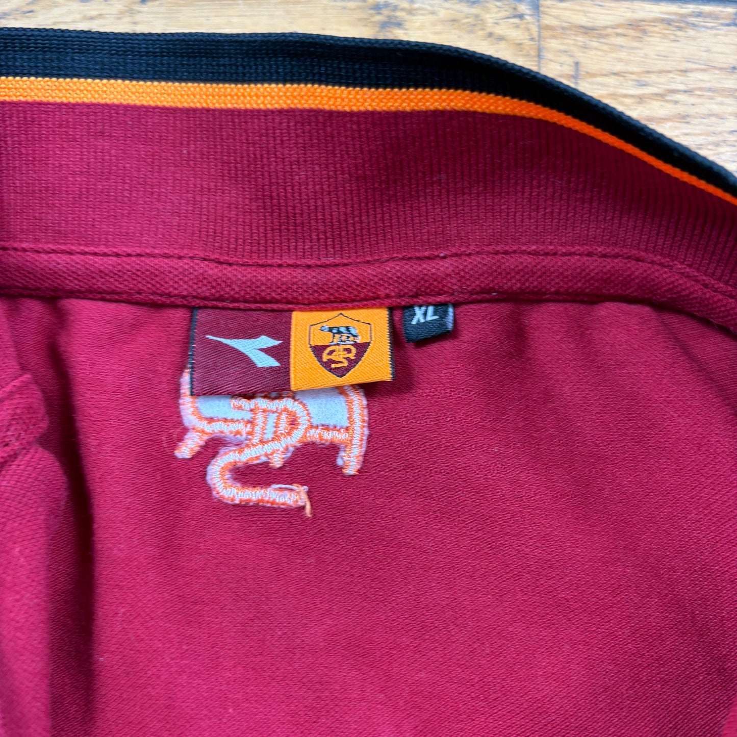 Vintage Diadora AS Roma Burgundy Football Embroidered Training Top - L