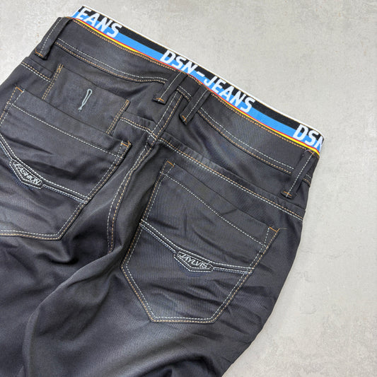 Vintage Embroidered Hip Hop Black Shorts Jorts - 33