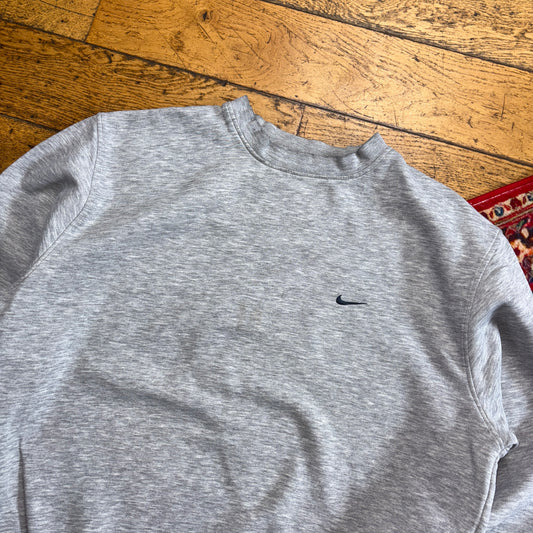 Vintage Nike Grey Swoosh Y2K Embroidered Sweatshirt - XL