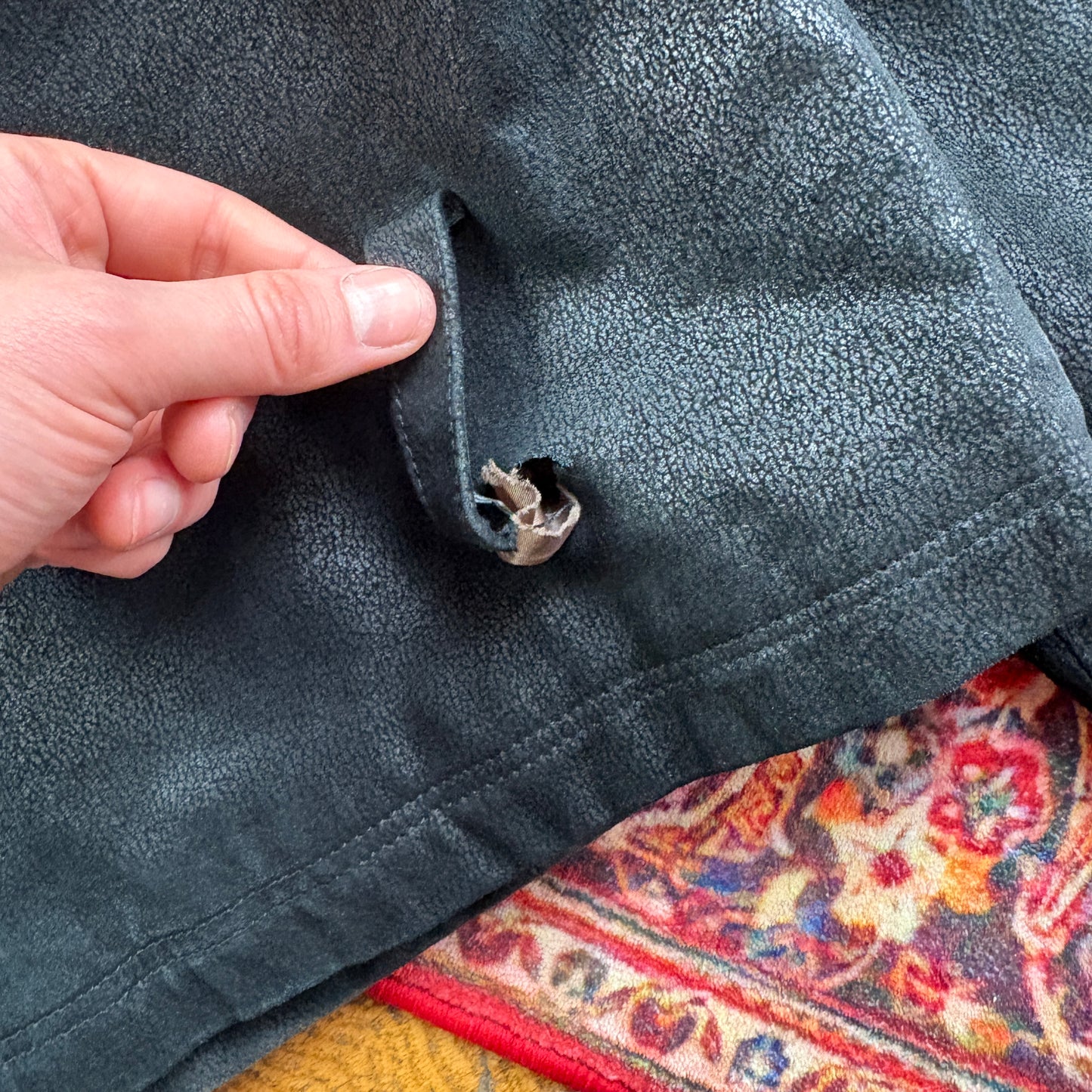 Vintage Black Brown Suede Leather Biker Jacket - L