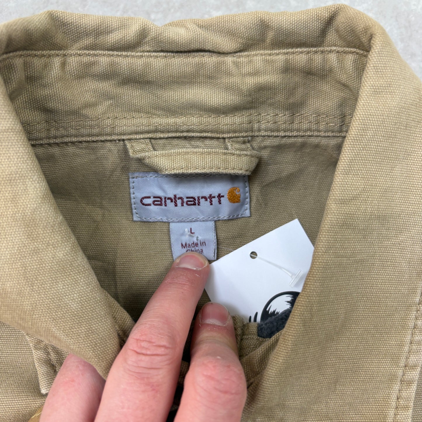 Vintage Carhartt Michigan Chore Cream Brown Workwear Jacket - L