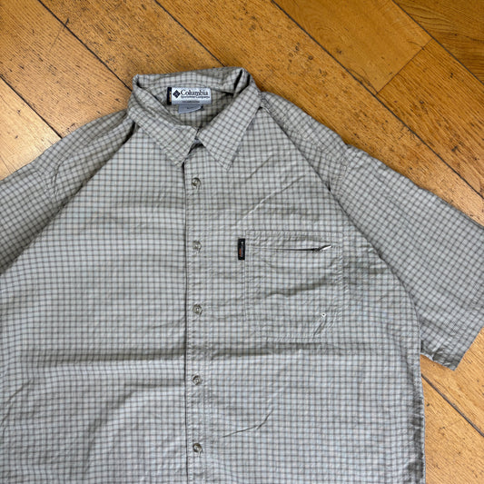 Vintage Columbia Green Check Short Sleeve Shirt - XL