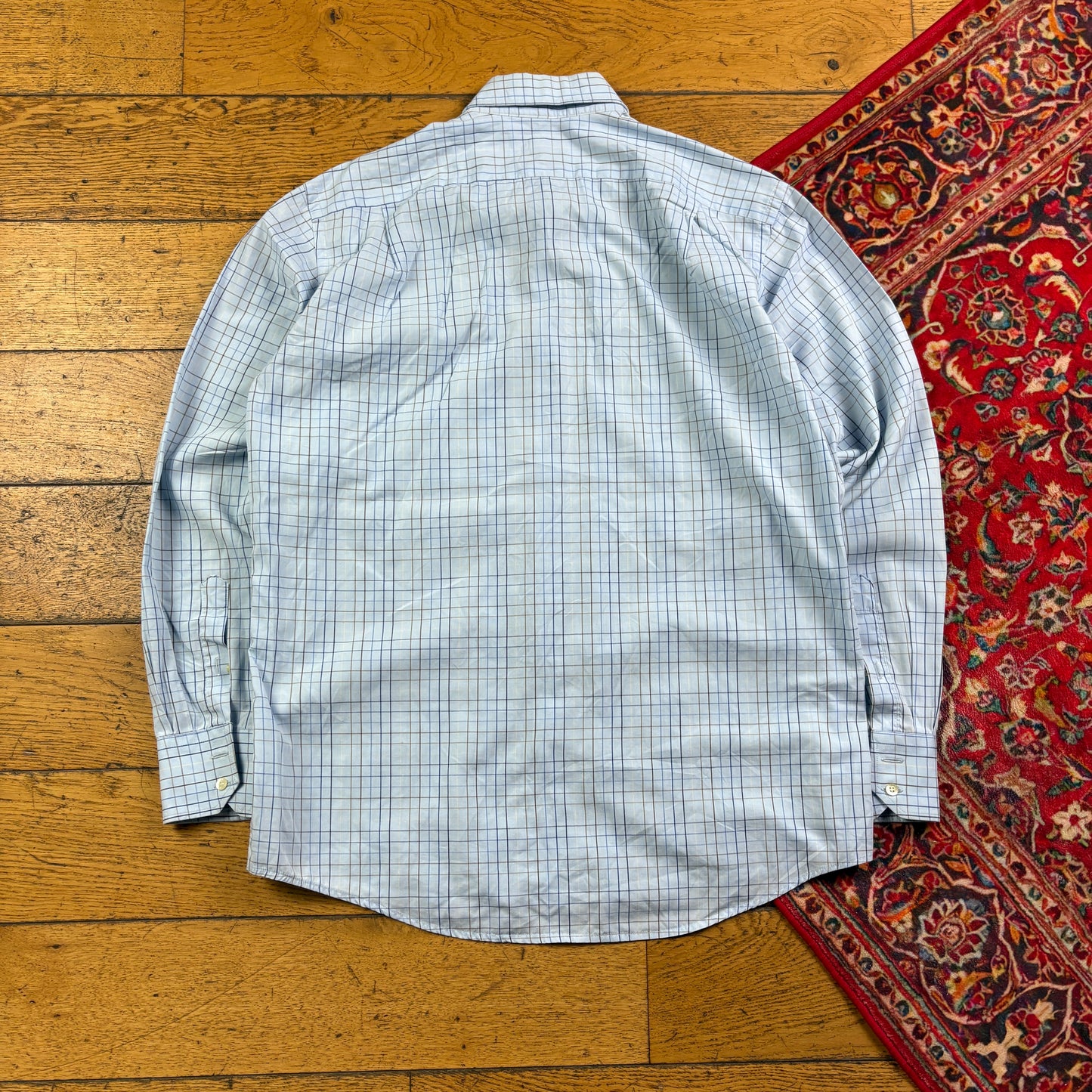 Vintage Lacoste Blue Check Embroidered Shirt - S