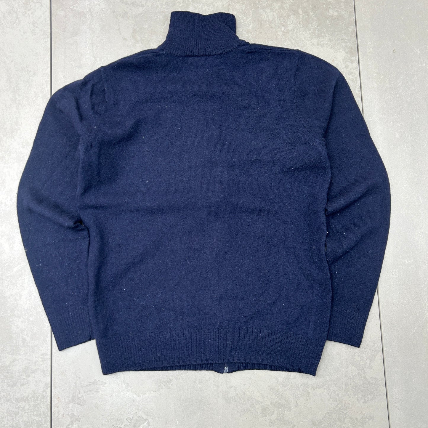 Vintage Lacoste Zip Wool Navy Knit Jumper - S