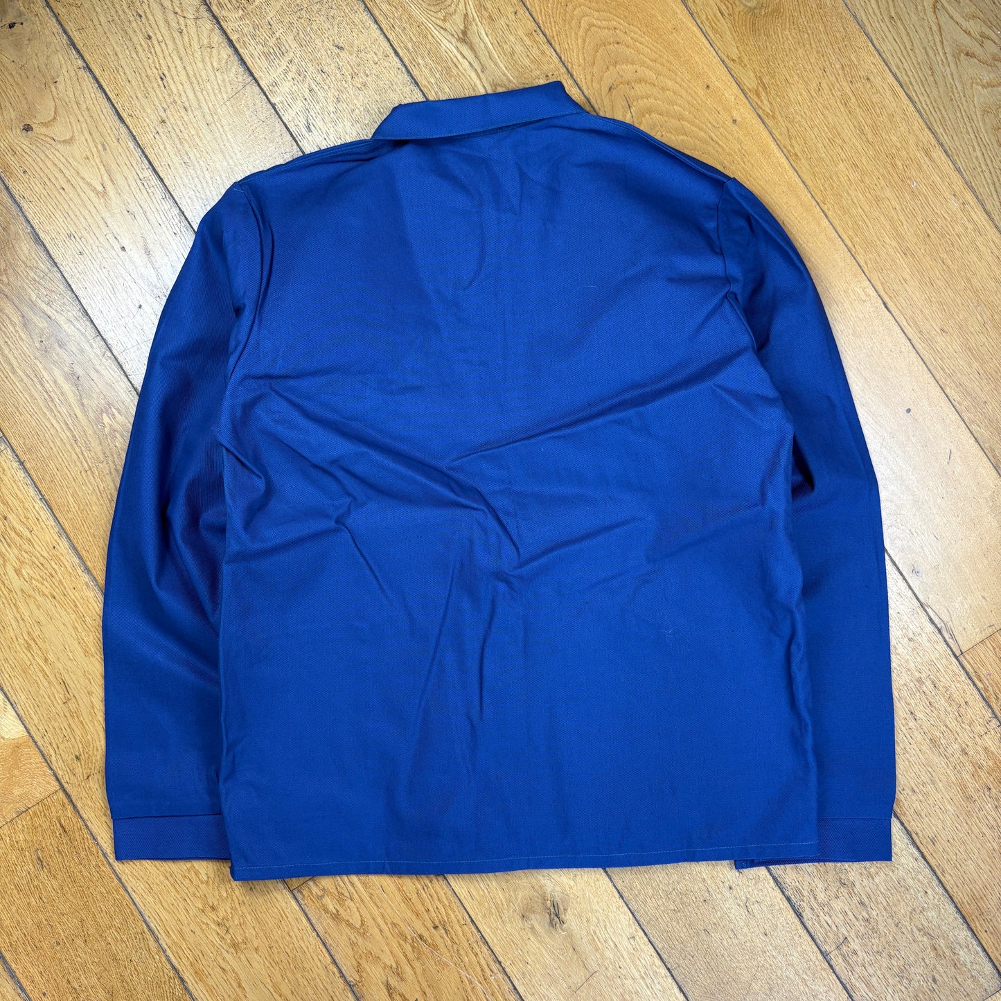 Vintage French Chore Workwear Jacket Blue Overcoat - S