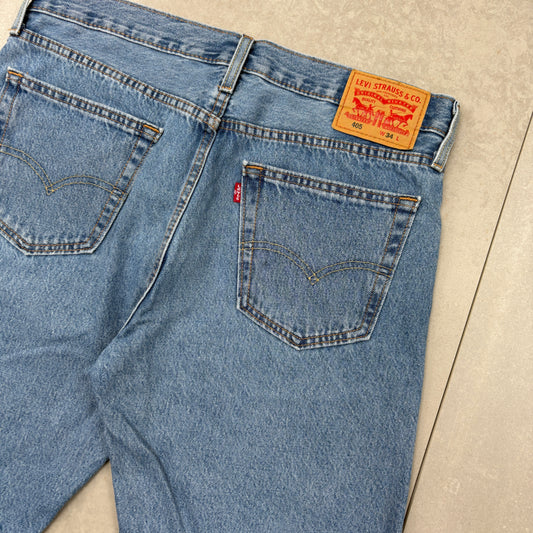 Vintage Levis 405 Blue Baggy Denim Shorts - 34